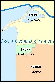 NORTHUMBERLAND County, PA ZIP Code Map
