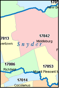 SNYDER County, PA ZIP Code Map