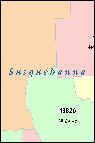 SUSQUEHANNA County, PA ZIP Code Map