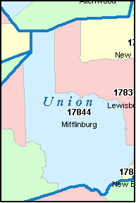 UNION County, PA ZIP Code Map