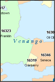 VENANGO County, PA ZIP Code Map