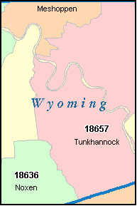 WYOMING County, PA ZIP Code Map