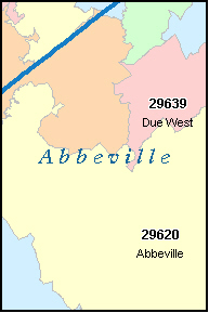 ABBEVILLE County, South Carolina Digital ZIP Code Map
