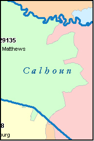 CALHOUN County, SC ZIP Code Map