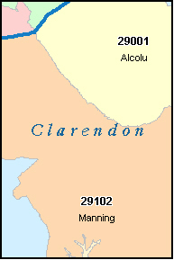 CLARENDON County, SC ZIP Code Map