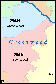 GREENWOOD County, South Carolina Digital ZIP Code Map