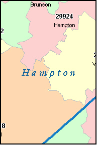 HAMPTON County, SC ZIP Code Map