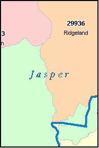 JASPER County, SC ZIP Code Map