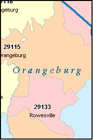 ORANGEBURG County, South Carolina Digital ZIP Code Map