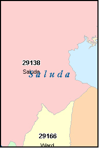 SALUDA County, SC ZIP Code Map