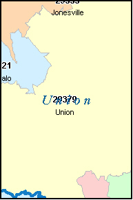 UNION County, SC ZIP Code Map