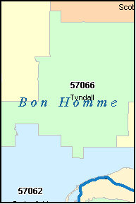 BON HOMME County, SD ZIP Code Map