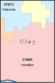 CLAY County, SD ZIP Code Map