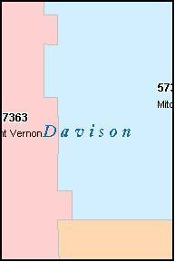DAVISON County, SD ZIP Code Map