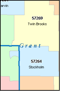 GRANT County, SD ZIP Code Map