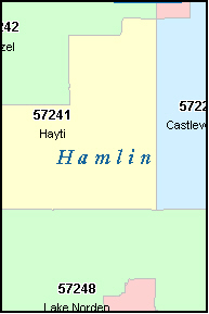 HAMLIN County, SD ZIP Code Map