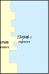 HYDE County, SD ZIP Code Map