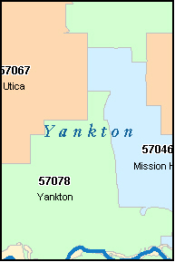 YANKTON County, SD ZIP Code Map