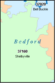 BEDFORD County, TN ZIP Code Map