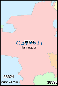CARROLL County, TN ZIP Code Map