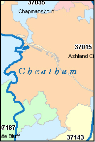 CHEATHAM County, TN ZIP Code Map
