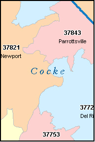 COCKE County, TN ZIP Code Map