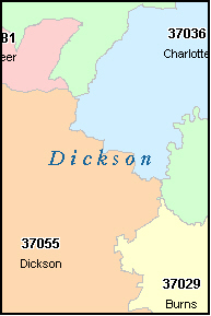 DICKSON County, TN ZIP Code Map