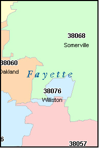 FAYETTE County, TN ZIP Code Map
