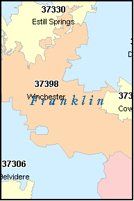 FRANKLIN County, TN ZIP Code Map