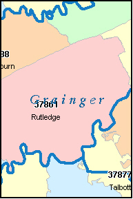 GRAINGER County, TN ZIP Code Map