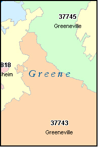 GREENE County, TN ZIP Code Map