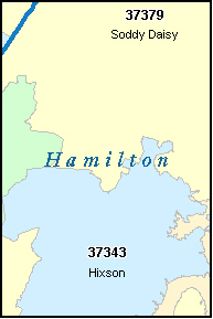 HAMILTON County, TN ZIP Code Map