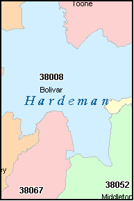 HARDEMAN County, TN ZIP Code Map
