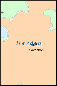 HARDIN County, TN ZIP Code Map