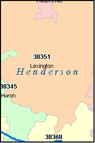 HENDERSON County, TN ZIP Code Map