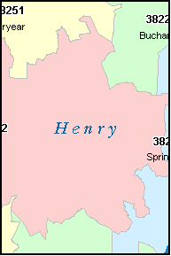 HENRY County, TN ZIP Code Map