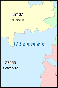 HICKMAN County, TN ZIP Code Map