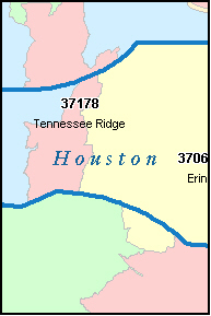 HOUSTON County, TN ZIP Code Map