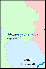 HUMPHREYS County, TN ZIP Code Map