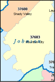 JOHNSON County, TN ZIP Code Map