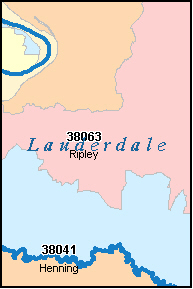 LAUDERDALE County, TN ZIP Code Map
