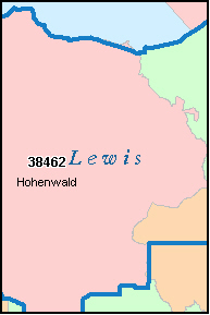 LEWIS County, TN ZIP Code Map