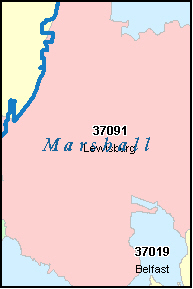 MARSHALL County, TN ZIP Code Map
