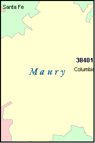 MAURY County, TN ZIP Code Map