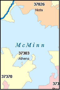 MCMINN County, TN ZIP Code Map