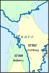 MOORE County, TN ZIP Code Map
