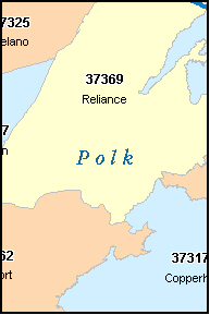 POLK County, TN ZIP Code Map