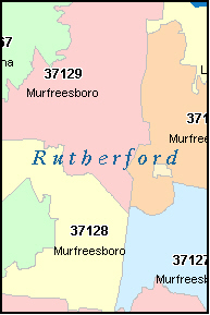 RUTHERFORD County, TN ZIP Code Map