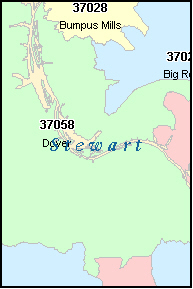 STEWART County, TN ZIP Code Map