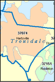 TROUSDALE County, TN ZIP Code Map